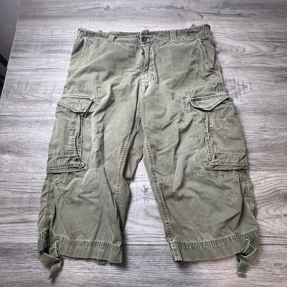 G-Unit Cargo Pants Mens 36 Olive Green Y2K Streetwear Baggy Cropped Utility
